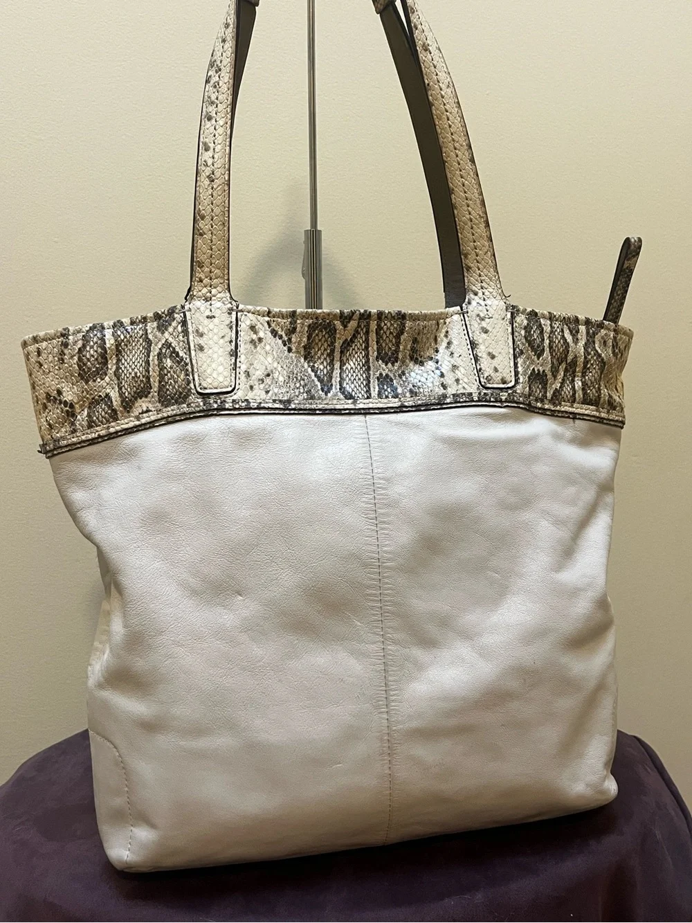 Coach Audrey Python Embossed Op Art Leather Slim Tote - Picture 2 of 12